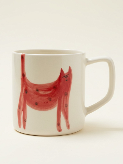Кружка ручной работы Донышко-горлышко «Кот Краш Красный», белая, керамика, 400, фото 1.