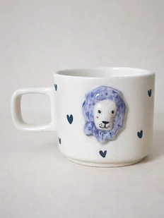 Кружка ручной работы Мария Гордеева с фигуркой «Лев», в сердечко, полуфарфор, 250 мл