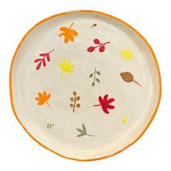 Тарелка ручной работы с росписью Осенние листья, керамика, 19 см