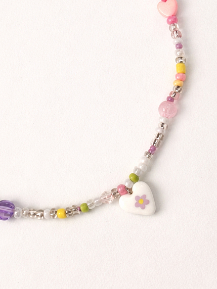 Чокер ручной работы Радость Рядом «Сиреневый цветочек в сердечке», полимерная глина, бисер, фото 1.