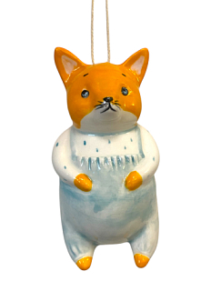 Ёлочная игрушка из фарфора «Лиса», в голубой пижаме 10 см