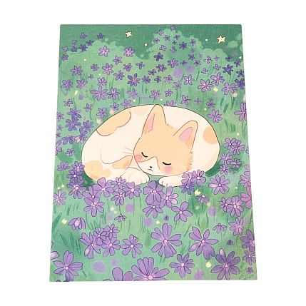 Открытка «Котёнок в фиолетовых цветах», А6, фото 1.