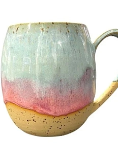 Кружка ручной работы, голубая, керамика, 400 мл