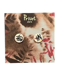 Серьги-гвоздики Звер ручной работы керамические «Авангард», белые