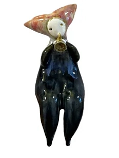 Статуэтка ручной работы «Нимфа с трубой», синяя, керамика