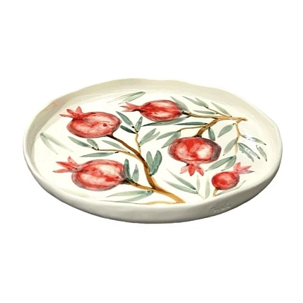 Блюдо ручной работы Верба керамика «Гранаты», фарфор, 28 см, фото 2.