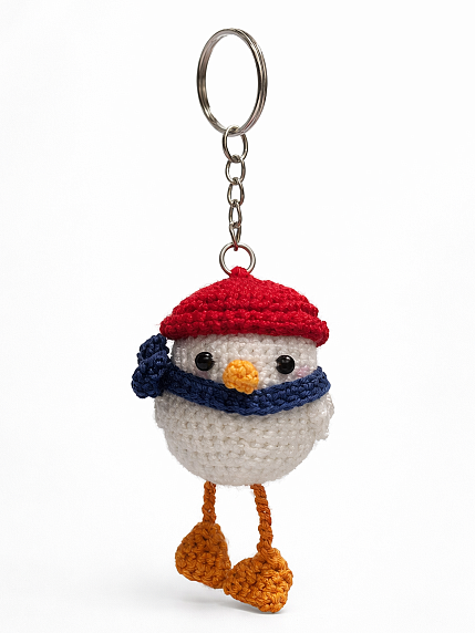 Вязаный брелок, обвес на сумку «Чайка», 5 см, фото 2.