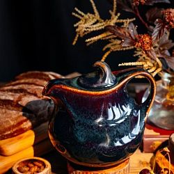 Чайник ручной работы Цветок Фригг VELES «Полночь Волшебства», фарфор, 1100 мл