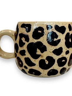 Кружка ручной работы «Леопард», бежевая глянцевая, керамика
