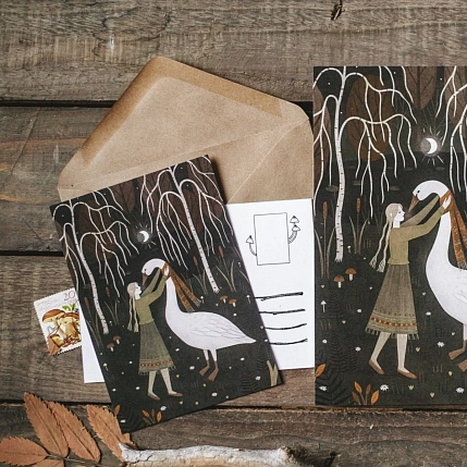 Открытка «Гуси-лебеди», Дворникова Александра, фото 4.