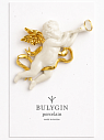 Брошь ручной работы Bulygin «Купидон с дудочкой», фарфор, бело-золотистая, превью фото 1