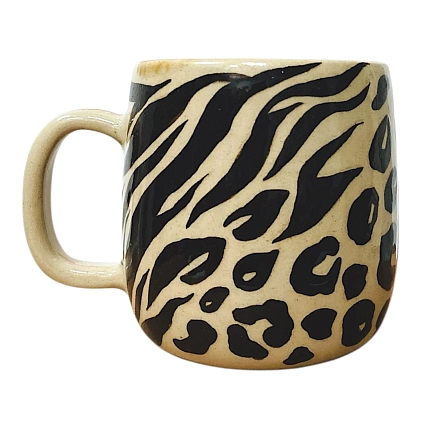 Кружка ручной работы ПинкФокс «Животный принт», бежевая, керамика, фото 2.