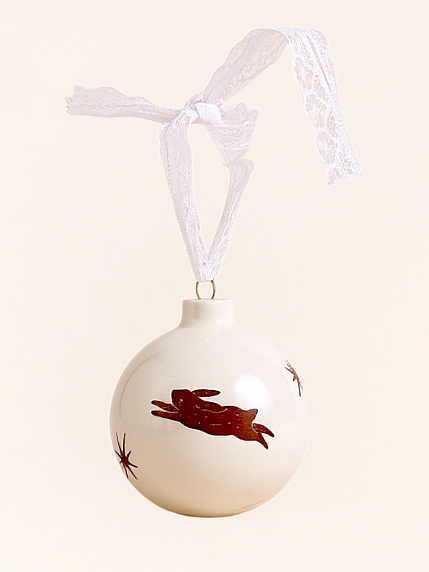 Ёлочная игрушка шар расписной с кроликом «Мечты», 7 см, фото 1.