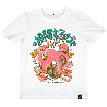 Футболка Barking store «Never surrender», M жен., белый, фото 1.