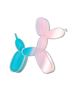 Брошь Monolama «Собака из воздушных шариков», розово-голубой перелив, оргстекло