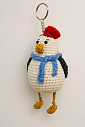 Вязаный брелок «Чайка» с голубым шарфиком, превью фото 1