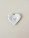 Блюдце ручной работы Августа в виде сердечка с рисунком, белое, керамика, 6 см, превью фото 1