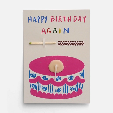 Открытка-свечка «Happy birthday again», Вьюнчик, А6, фото 1.