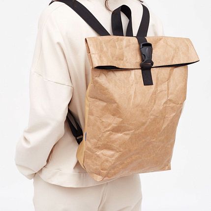 Рюкзак Ranzel Bags «Rolly Kraft», крафт, тайвек, бежевый, фото 4.