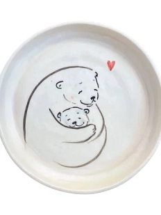 Тарелка ручной работы с бортиком Мишки, керамика, 13-14 см