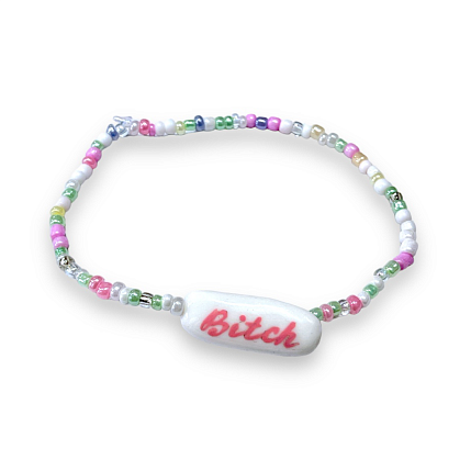Браслет ручной работы из бисера «Bitch», фото 1.