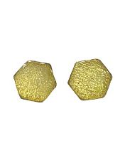 Серёжки-гвоздики «Соты», дерево, гипоаллергенный сплав, янтарные