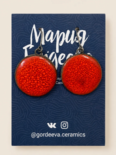 Серьги Мария Гордеева круглые, керамика, красные