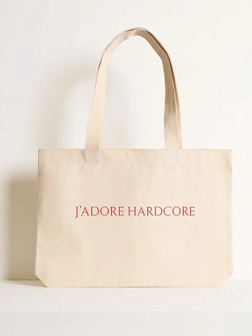 Сумка шоппер «J'adore Hardcore», белый с красным текстом, фото 1.