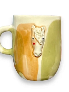 Кружка ручной работы Мария Гордеева с фигуркой «Лошадка», керамика, с разводами, 350 мл