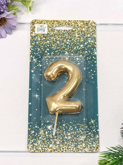 Свеча для торта «Цифра 2», 6 см, фото 1.