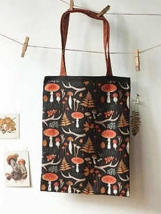 Сумка шоппер «Мухоморы», чёрный