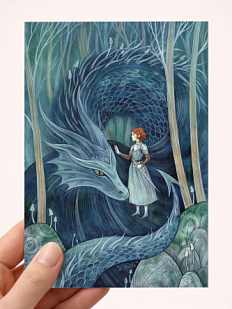 Открытка Анна Спешилова «Дракон и девушка», односторонняя