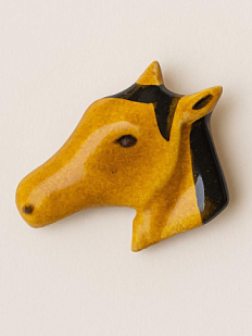 Брошь ручной работы «Лошадь», коричневая