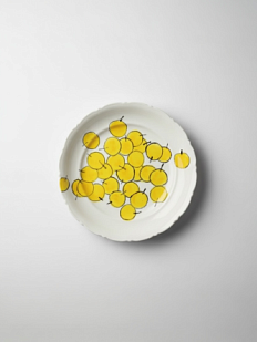 Тарелка ручной работы Жёлтая черешня, керамика, 16,5 см