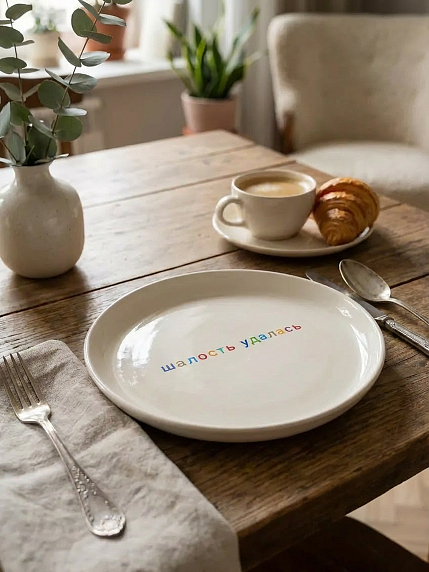 Тарелка ручной работы «Шалость удалась», керамика, фото 2.