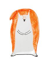 Фигурная тарелка ручной работы «Деловая белка», полуфарфор, 26 см