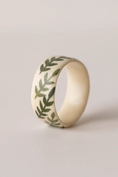 Кольцо Боттери керамика с веточками, керамика, фото 1.