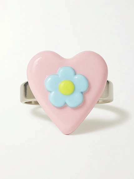 Кольцо Радость Рядом «Цветочек в сердце», незамкнутое, полимерная глина, фото 1.