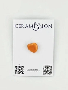 Брошь ручной работы Ceramission «Оранжевое сердечко», керамика