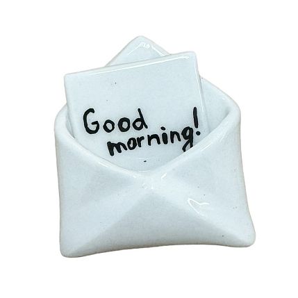 Магнит ручной работы конверт с пожеланием «Good morning!», керамика, фото 1.
