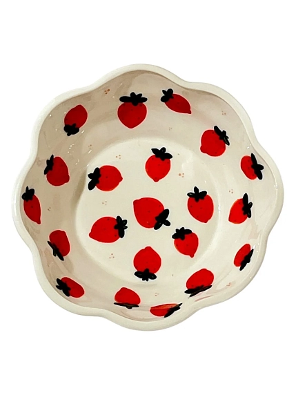 Пиала ручной работы Slowday Ceramics «Клубника», полуфарфор, 14 см, фото 1.
