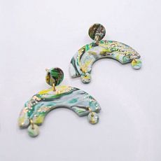 Серьги арки с поталью, полимерная глина