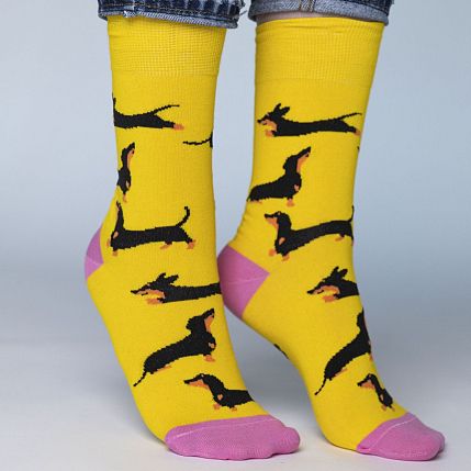 Носки «Каждый охотник должен знать меня», р-р 38-41, жёлтые, фото 1.