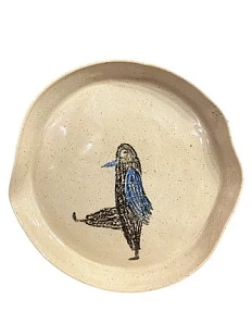 Тарелка ручной работы «Олушка шагает», керамика, 14,5 см