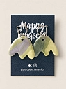Составные серьги Мария Гордеева Цветы, керамика, серо-зелёные, превью фото 1