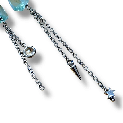 Серьги-конго Бур.Мур  «Байкал», латунь, аквакварц, фото 3.