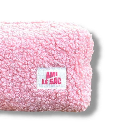 Косметичка ручной работы АМИ (Ami lé sac) «Bebesss», розовая, барашек, фото 2.