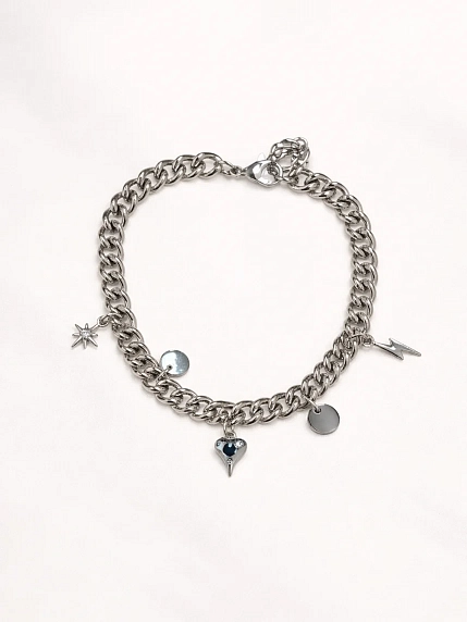 Браслет цепь с подвесами «Сердце, молния» Мигетт, фото 1.