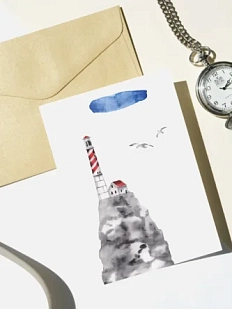 Открытка DARI DARI «Красный маяк на скале», А6