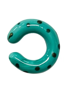 Кафф Лампджой глянцевый, стекло, бирюзовый в горошек